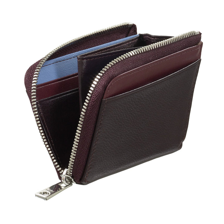 DUDU Cartera pequeña para hombre con cremallera, cartera RFID de piel colorida, tarjetero, diseño de bolsillo compacto