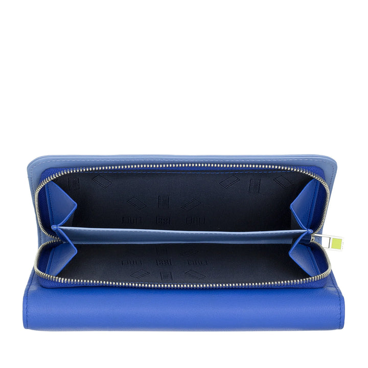 DUDU Cartera Grande de Mujer en Piel Auténtica, Blindada RFID, Carteras con Monedero con Cremallera, Múltiples Compartimentos