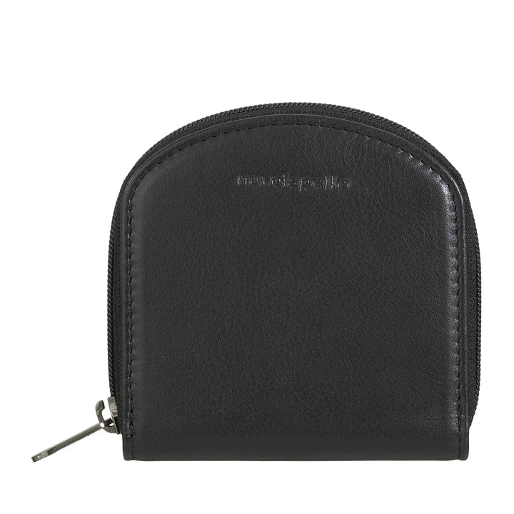 Nuvola Pelle Portamonete in Pelle Nappa a Pozzetto - Porta Monete con Cerniera Zip Lampo a Giro