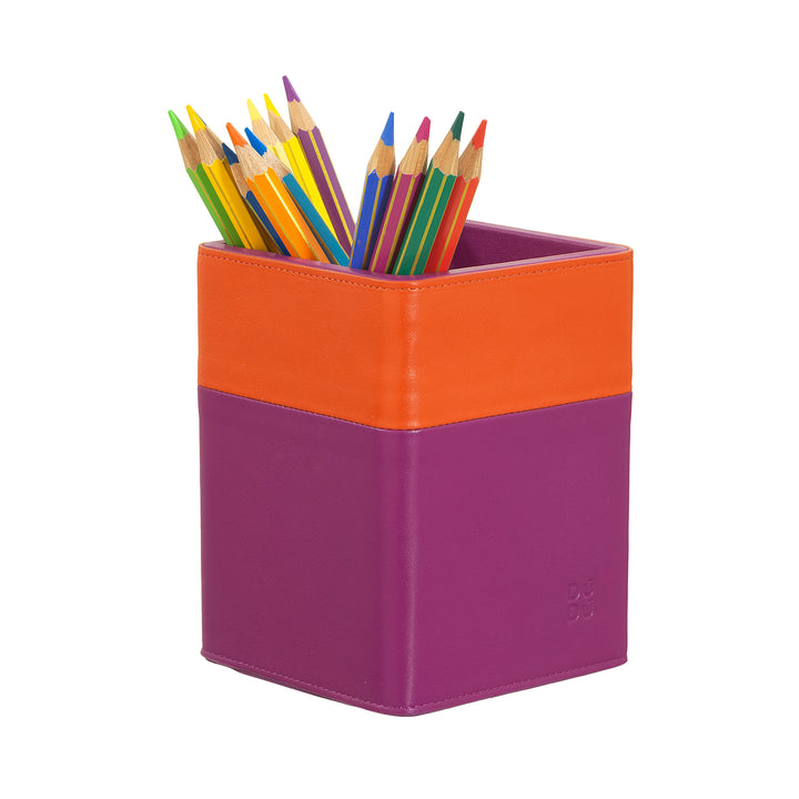DUDU Designer Leather Desk Pen Holder, Pen Holder for Office Table, Colorful Pencil Holder