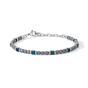 Bracelet comètes acier minéral finitions PVD bleu hématite UBR 1225