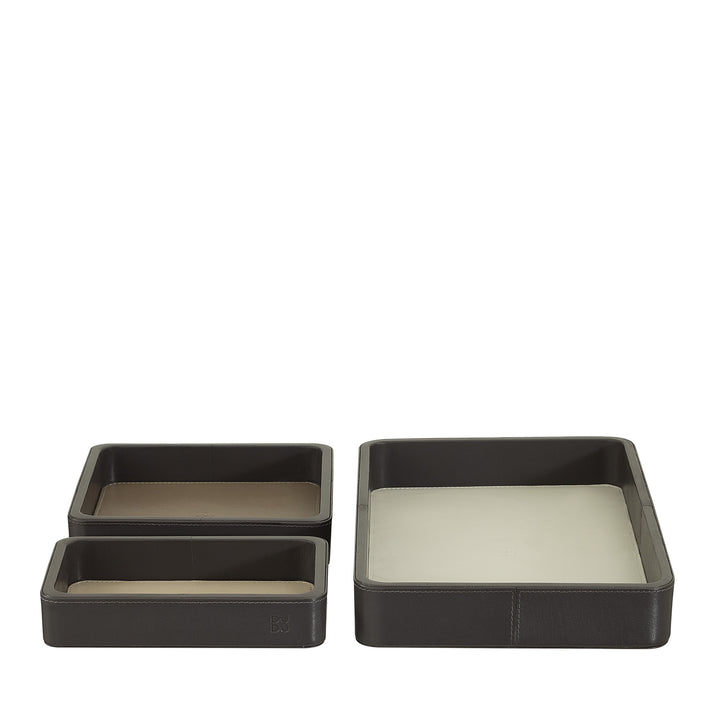 DUDU Set of 3 pcs Leather Pocket Tray, Table Storage Tray Home Desk Office, Key Holder, Coins, Telephone