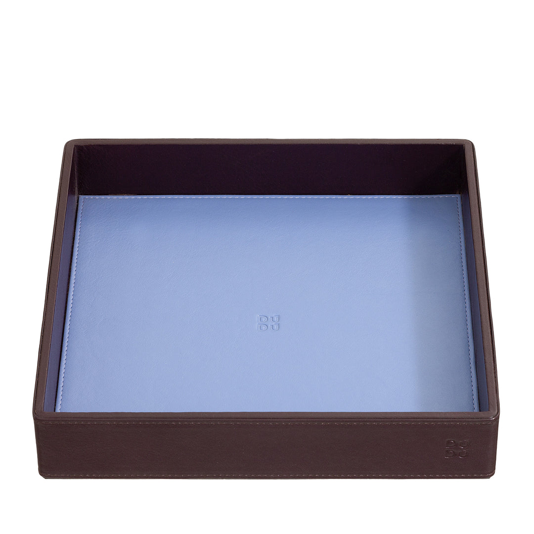 DUDU Designer-Taschentablett aus farbigem Leder für den Eingangsbereich mit Geschenkbox