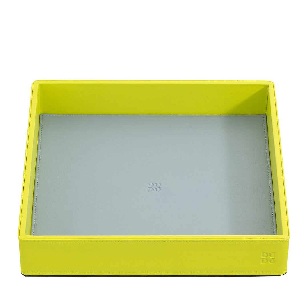 DUDU Designer-Taschentablett aus farbigem Leder für den Eingangsbereich mit Geschenkbox