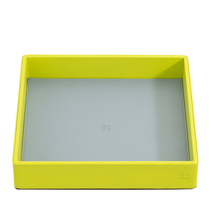 DUDU Designer-Taschentablett aus farbigem Leder für den Eingangsbereich mit Geschenkbox