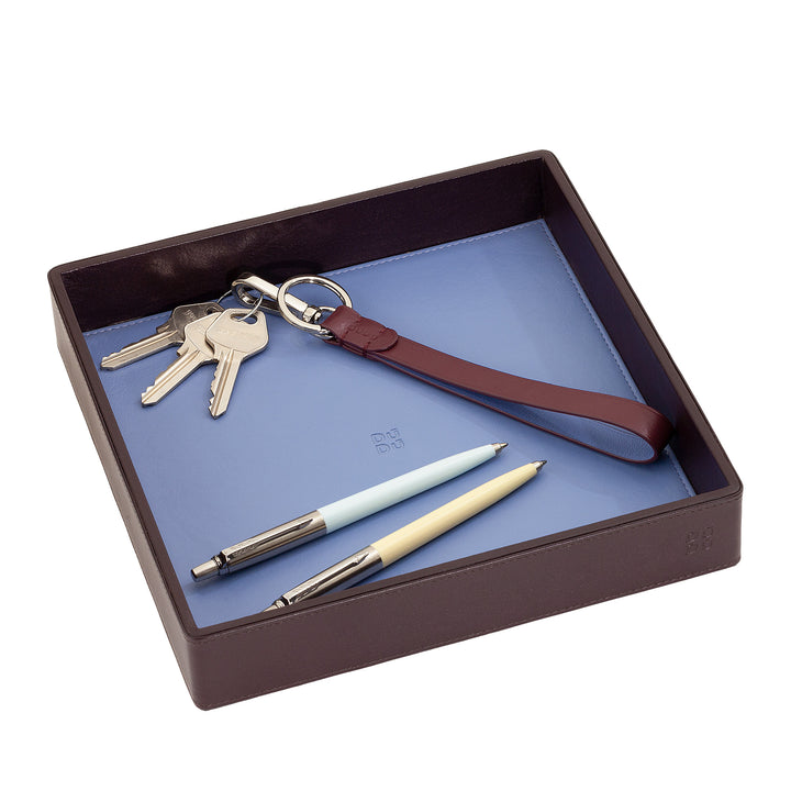 DUDU Designer-Taschentablett aus farbigem Leder für den Eingangsbereich mit Geschenkbox