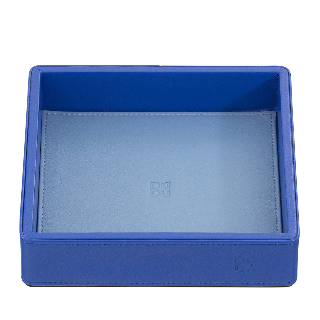 DUDU Plateau de poche en cuir coloré pour entrée, 14 x 14 cm, avec boîte cadeau