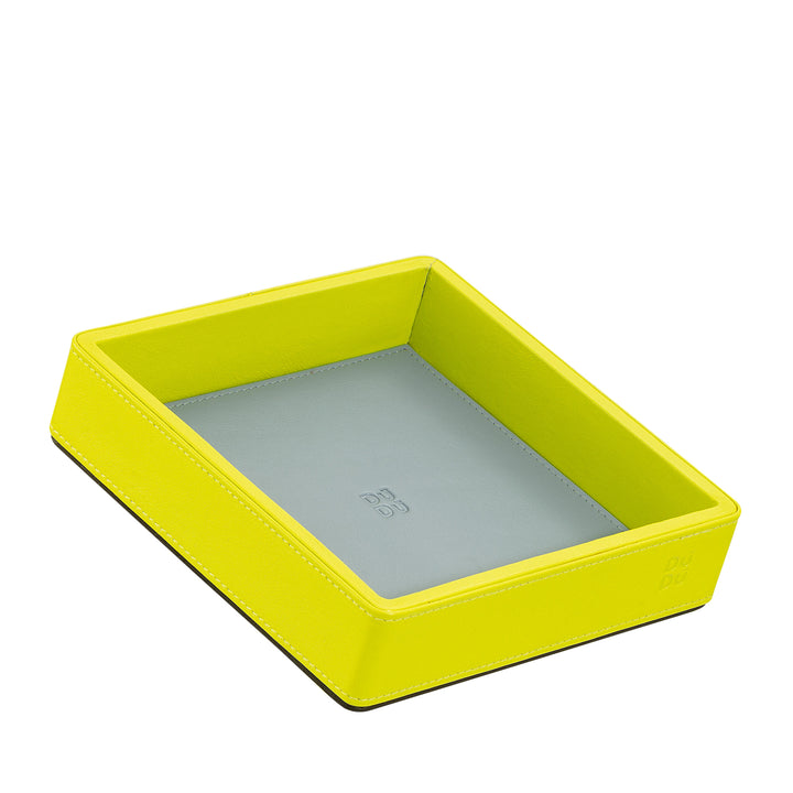 DUDU Plateau de poche en cuir coloré pour entrée, 14 x 14 cm, avec boîte cadeau