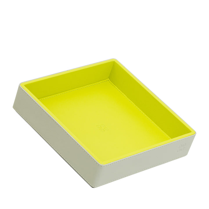 DUDU Designer-Taschentablett aus farbigem Leder für den Eingangsbereich, 14 x 14 cm, mit Geschenkbox