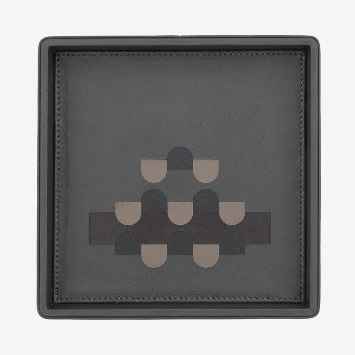 DUDU Designer-Taschentablett aus farbigem Leder für den Eingangsbereich, 14 x 14 cm, mit Geschenkbox