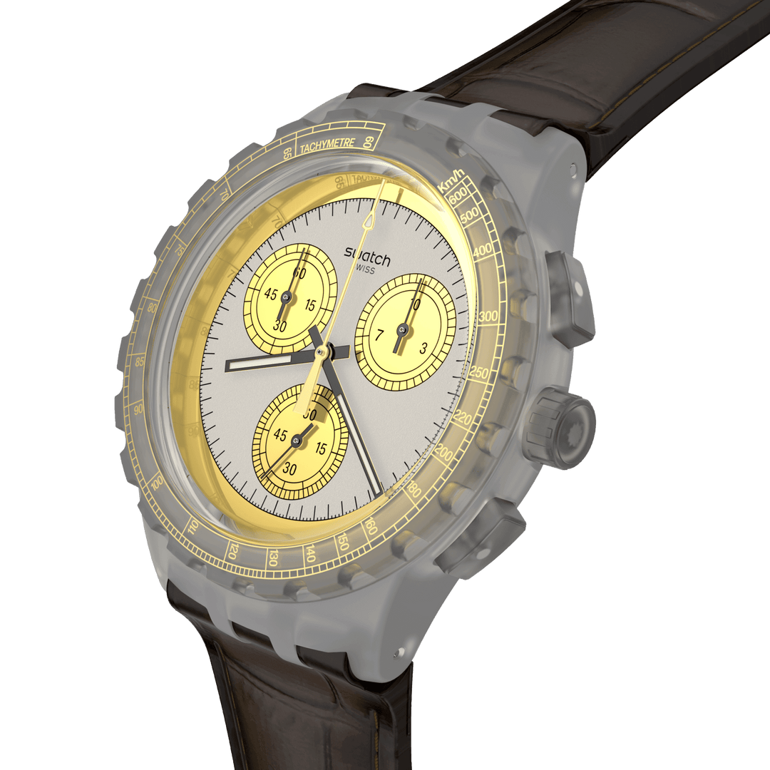 Swatch orologio GOLDEN RADIANCE Originals Chrono 42mm SUSM100 - Capodagli 1937
