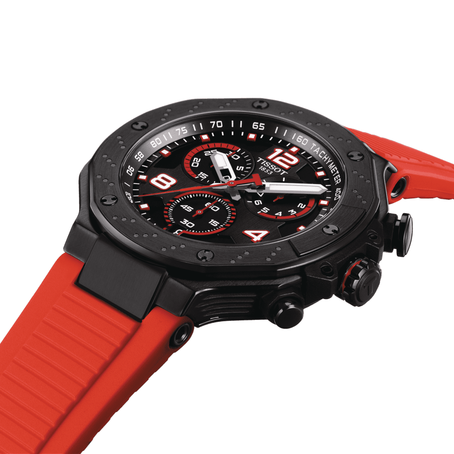 Tissot orologio T-Race MotoGP Chronograph 2023 Limited Edition 8000 pezzi 45mm nero acciaio finitura PVD nero quarzo T141.417.37.057.01 - Capodagli 1937