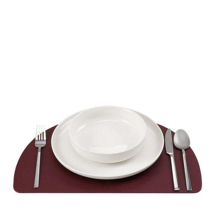 DUDU Tischset aus amerikanischem Leder, Tischsets zum Frühstück und Mittagessen, doppelseitig, rutschfest, Halbmond 44 x 30 cm, zweifarbig