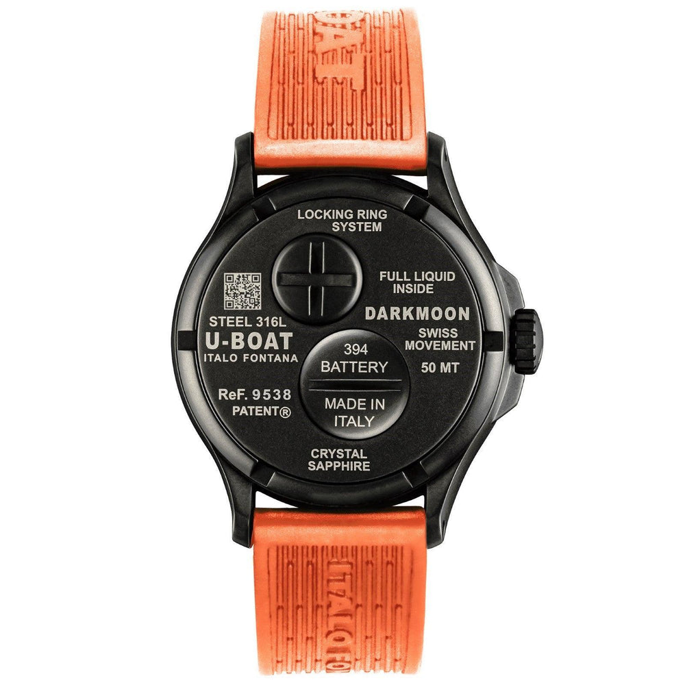 U-BOAT orologio Darkmoon BK Orange PVD 44mm nero quarzo acciaio finitura PVD nero 9538/A - Capodagli 1937