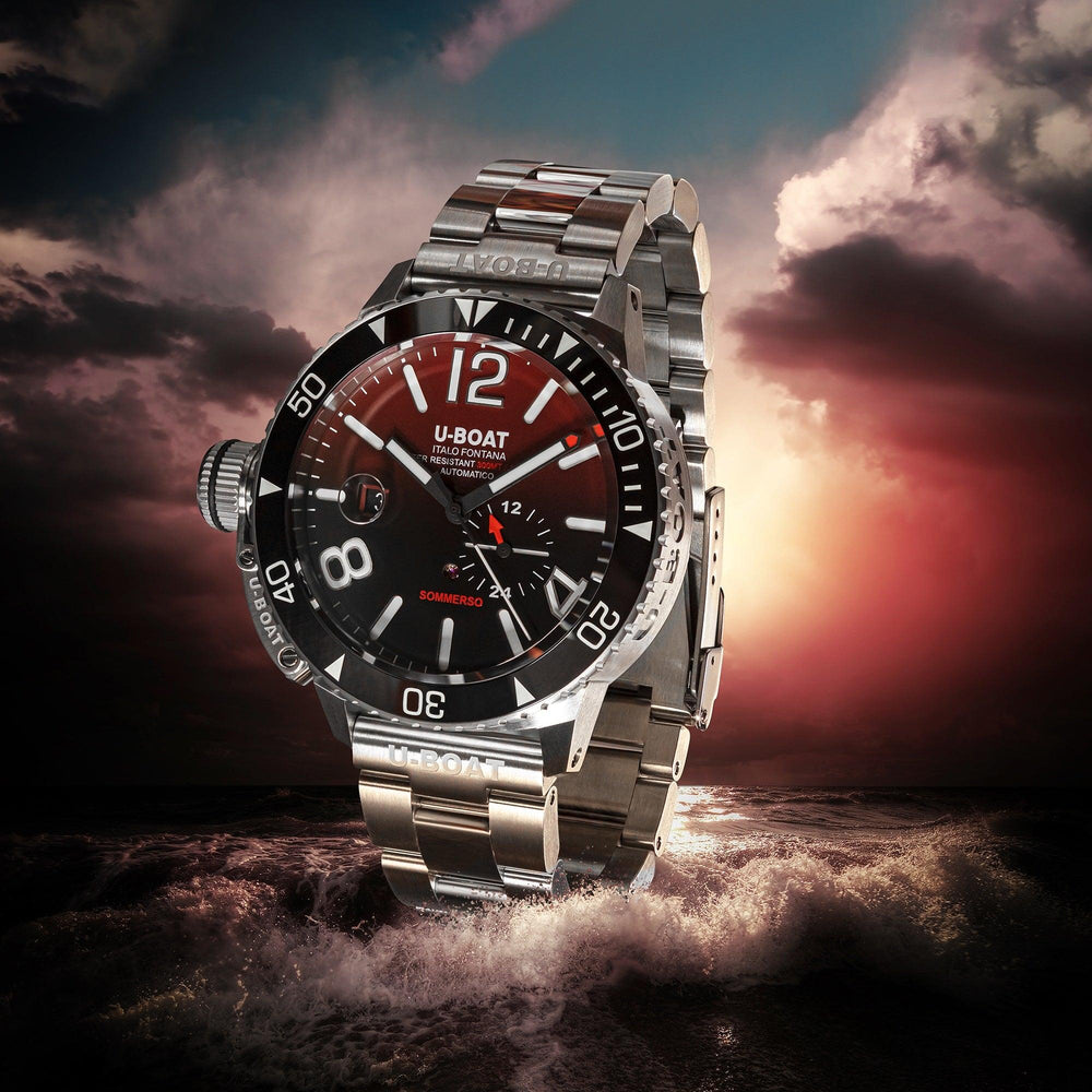 Reloj U-BOAT Sommerso Ceramic Bordeaux/MT 46mm burdeos automático acero 9521/MT - Capodagli 1937