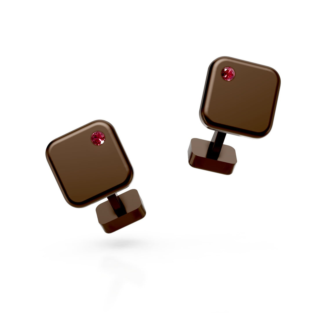 World Diamond Group Brown Titanium Ruby Socket Cufflinks GGEM001RUMA