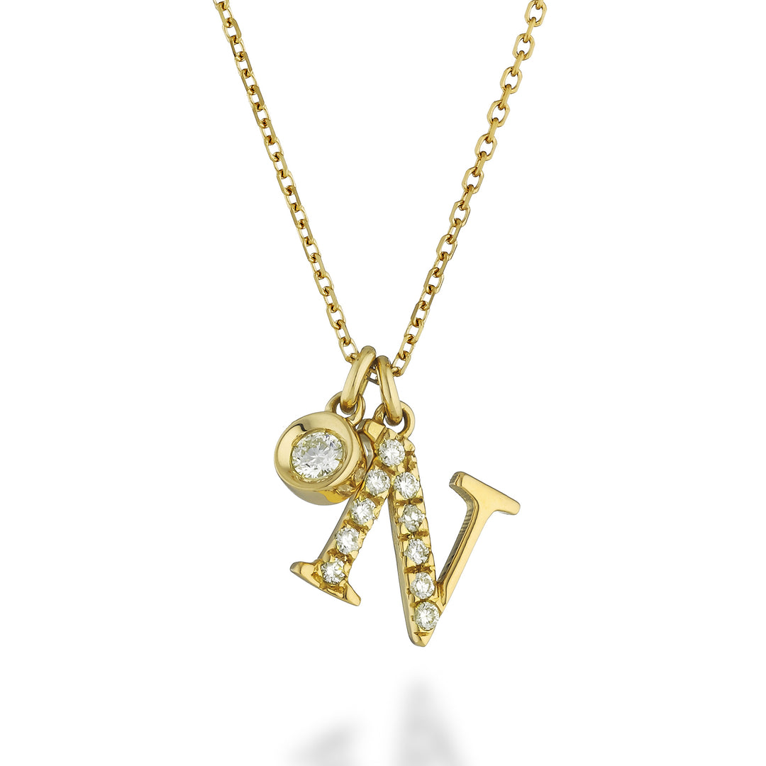 Golay cl 9k lettre n or jaune diam. ct.0.08 GPLNDR1