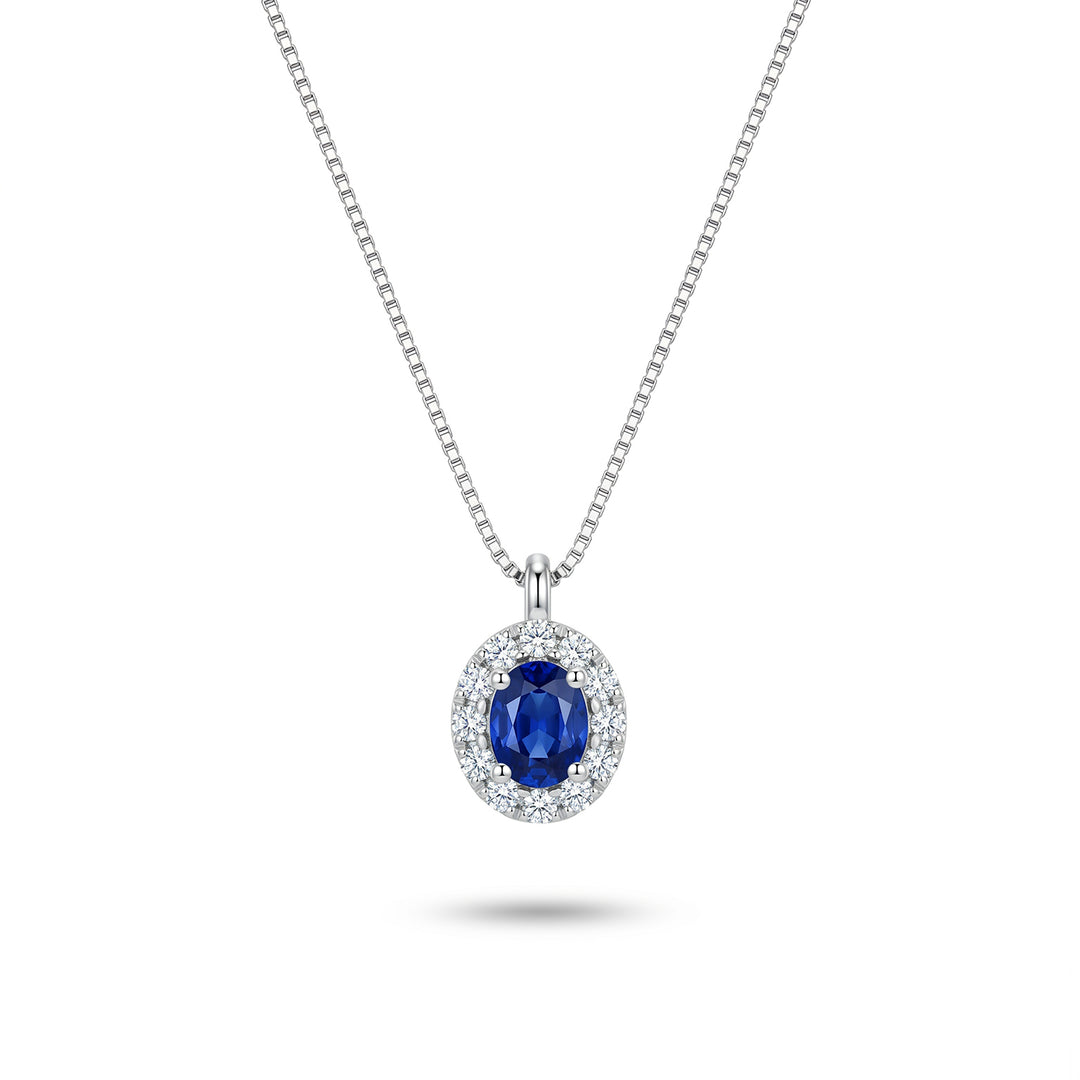 Saphir ovale Nihama cl 18 carats 4x3 avec entourage de diamants ND5201O4ZFD