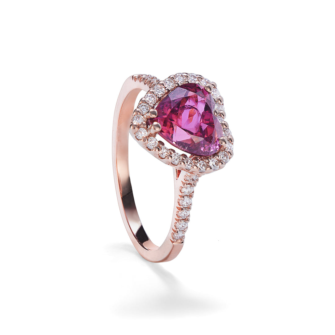 Golay anello tormalina rosa a cuore mis. 8x8 e diamanti ACLC060DITO2-22097110012