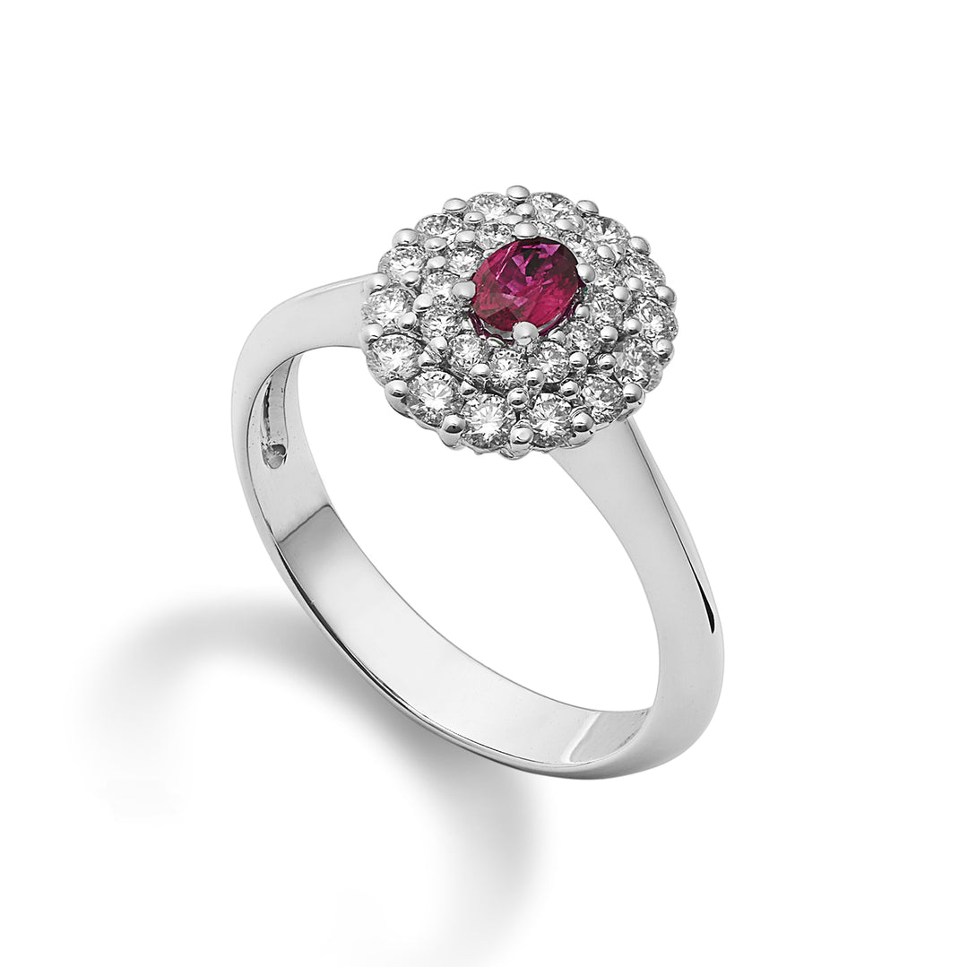 Golay ring with 4x3 oval ruby and double contour ACLC128DIRU34-22143110176