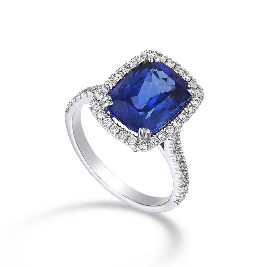 Golay anello tanzanite cushion 10x10 e diamanti ACLC076DITZ6-21327110009
