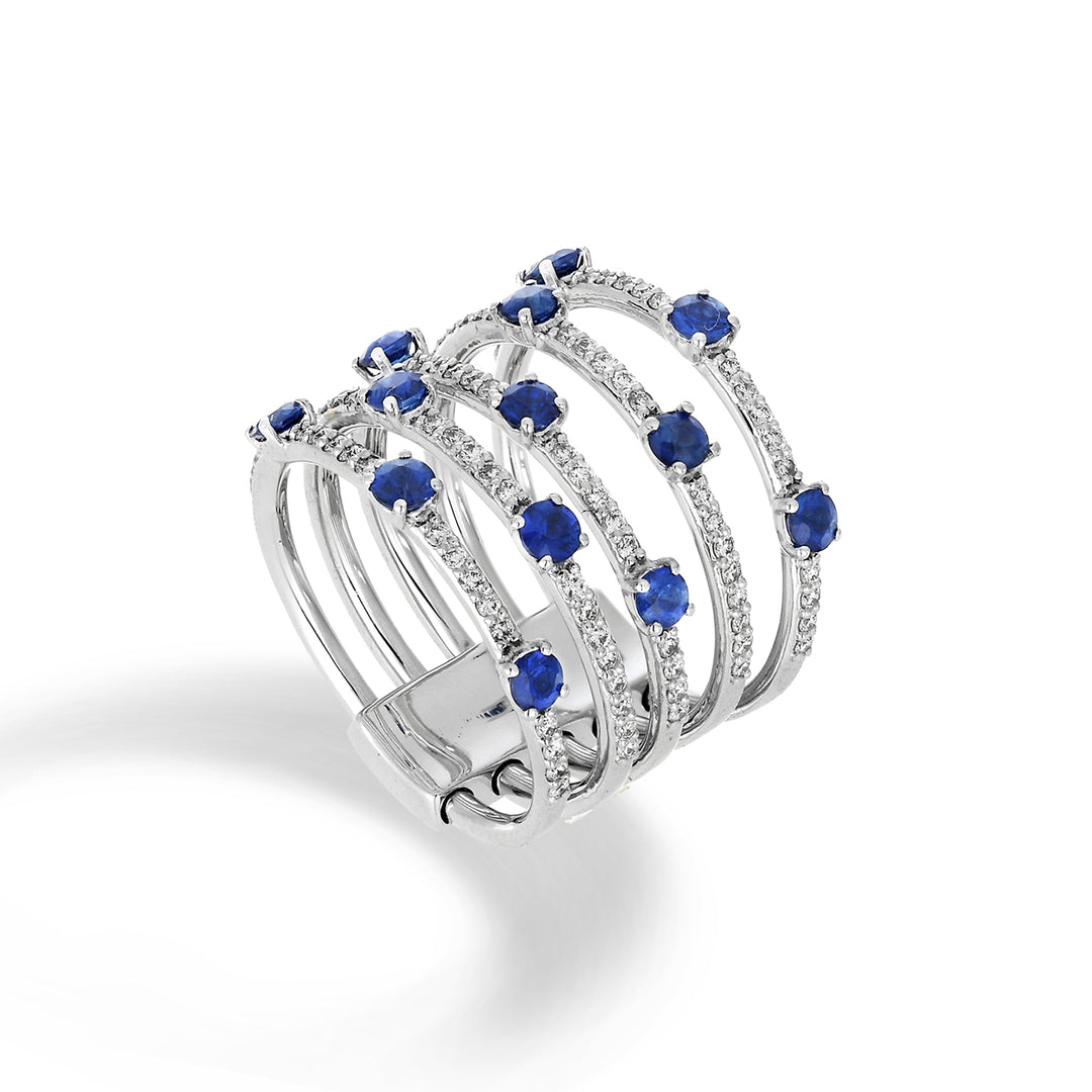 Golay five-row multi-row ring with diamonds+sapphires ATM001DIZB-21291110045