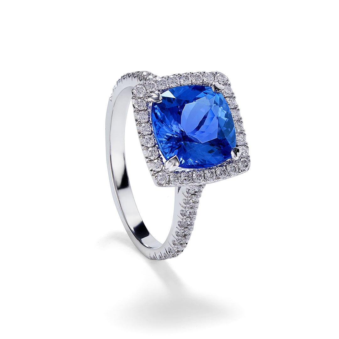 Bague coussin tanzanite Golay 10x8 et diamants ACLC099DITZ2-21277110064