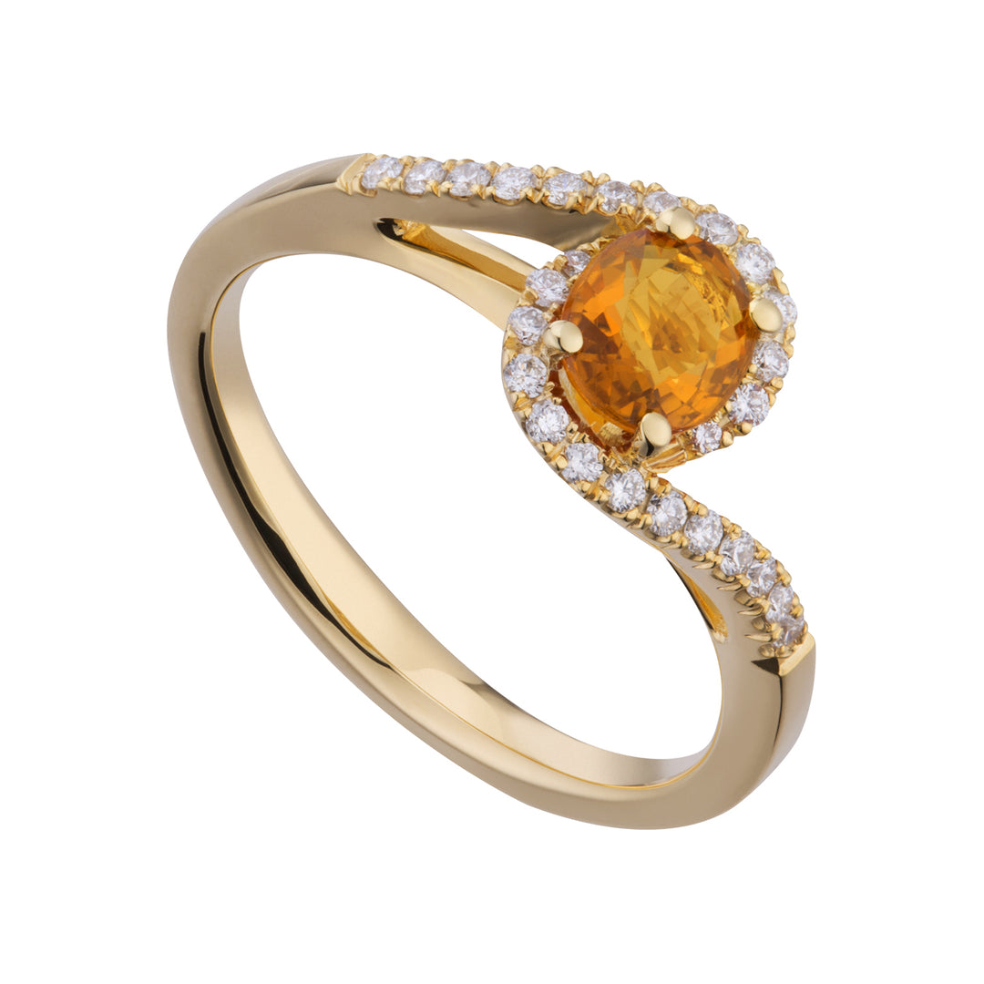 Golay oval yellow sapphire ring 6x5 and diamond outline ACLC203DIZY-21034110062