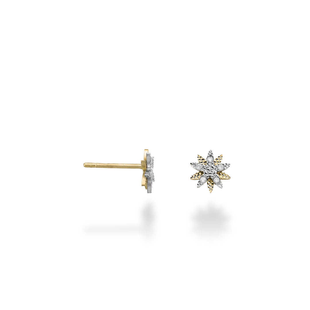 Mikiko- oder 18-Karat-Blumenmuster mit Diamanten, Elemente aus Gelbgold und Weißgold MO5181O7BR006