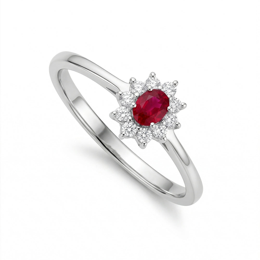 Golay 4x3 oval ruby ring with diamond outline ACL022WDIRU-21267110100