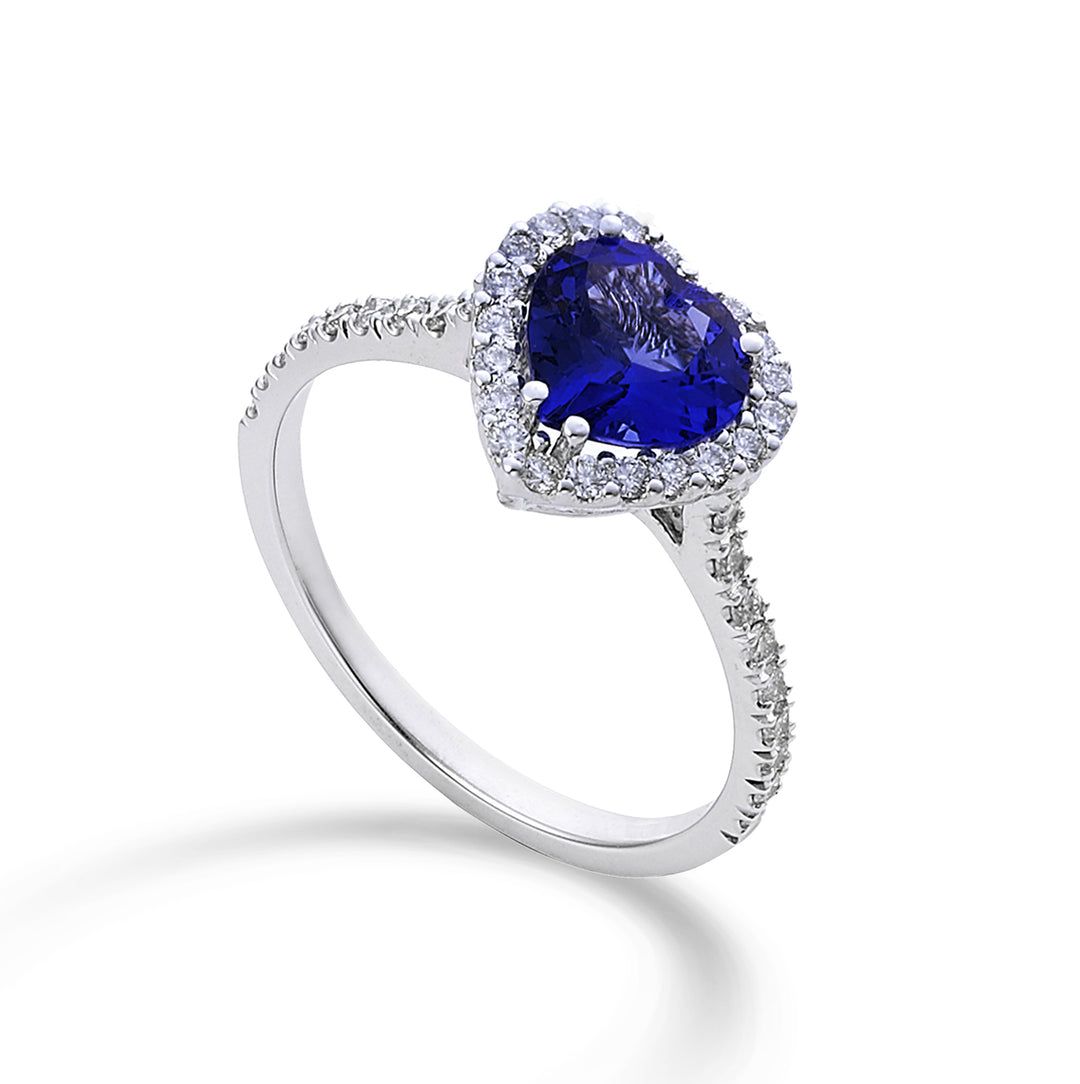 Golay anello sottile diamanti e tanzanite 7x7 a cuore ACLC061DITZ2-24088110091