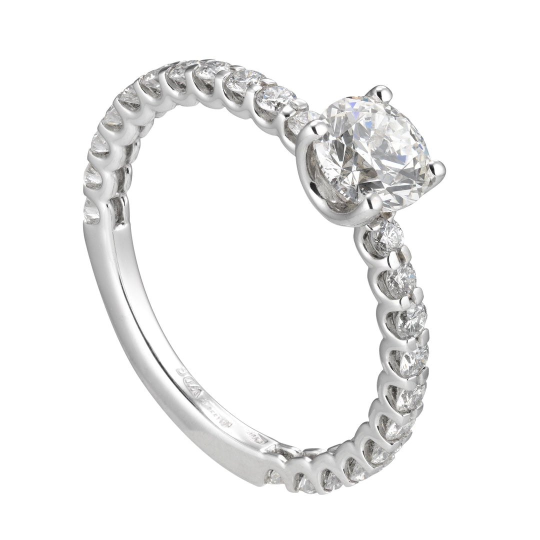 Golay solitaire ring with diamonds set on the shank AB2149-030-14251110261