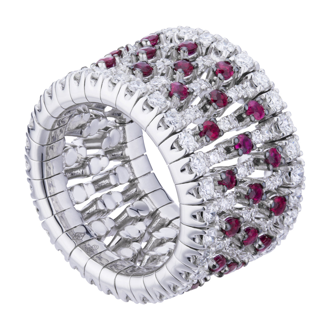 Bague élastique large Golay avec diamants et rubis ATE009DIRU-20030110241