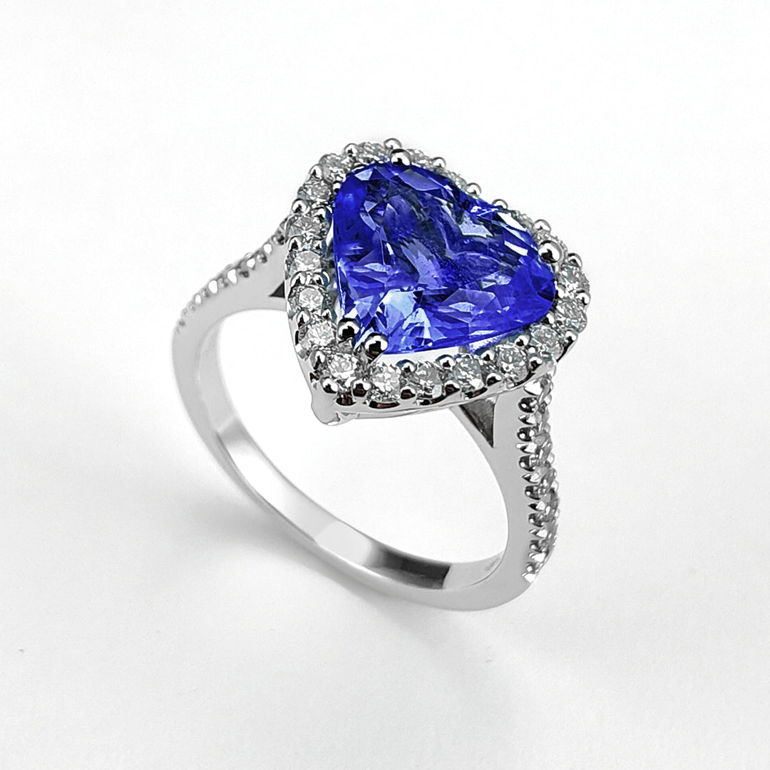 Golay anello tanzanite a cuore mis. 10x10 e diamanti ACLC060DITZ1010-24115110014