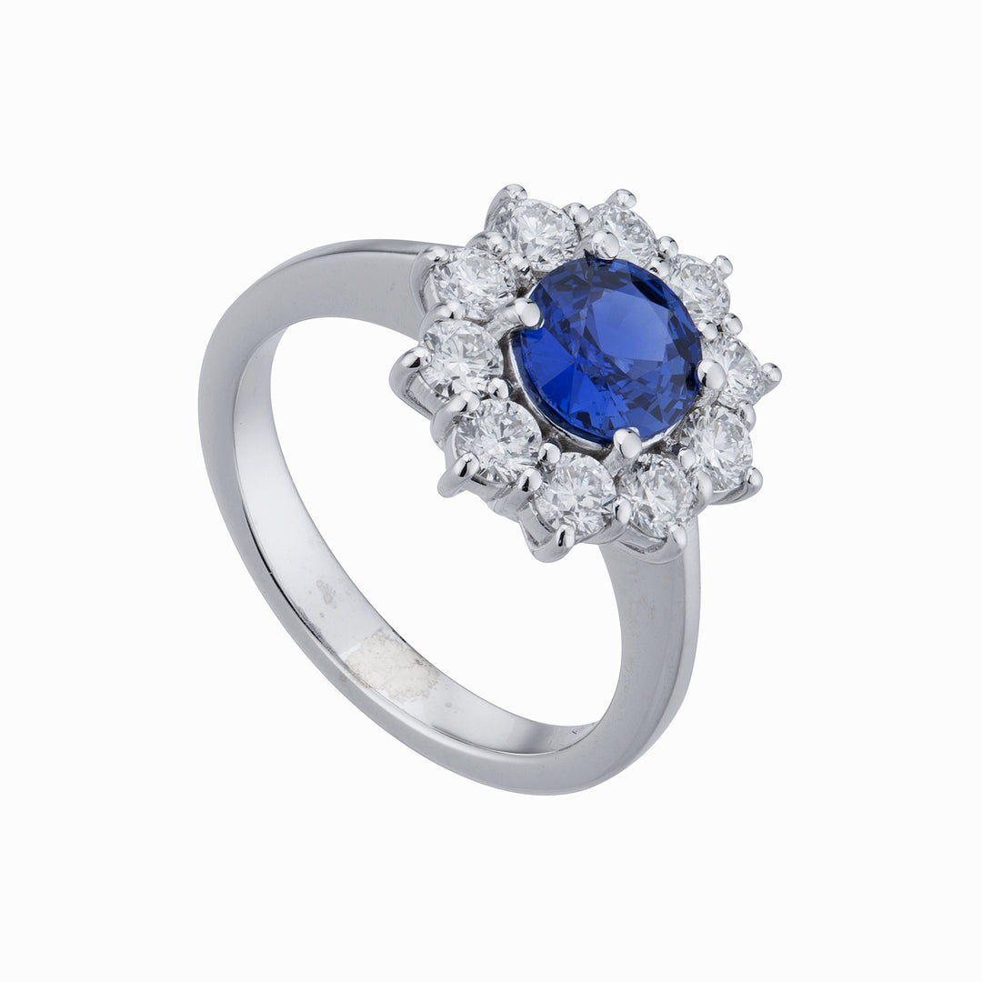 Golay anello zaffiro round 6x6 e diamanti a contorno ACL156DIZB-22276110019