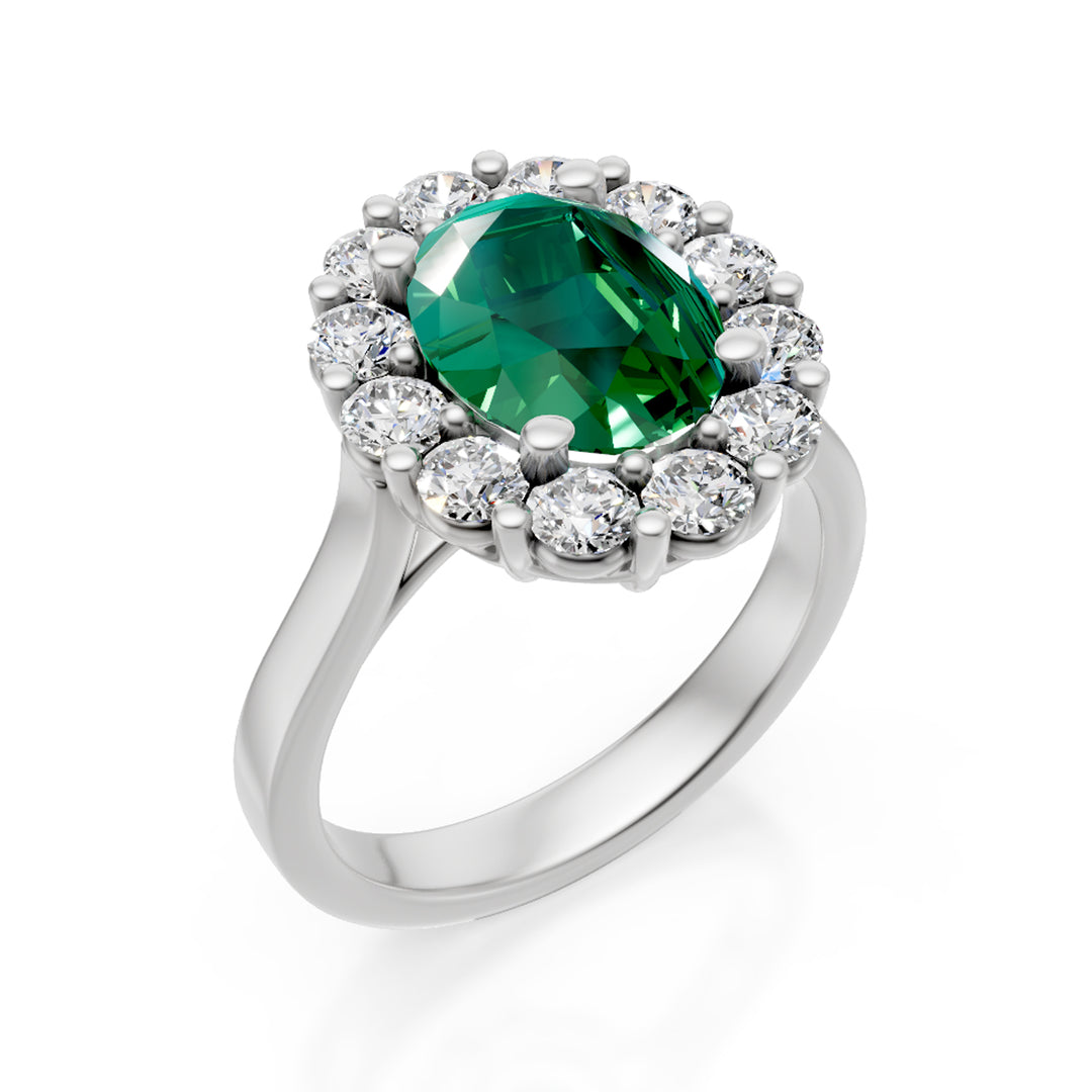 Golay emerald ring ov 9x7 and margh contour. 12 stones ACLC451DSM97-24155110012