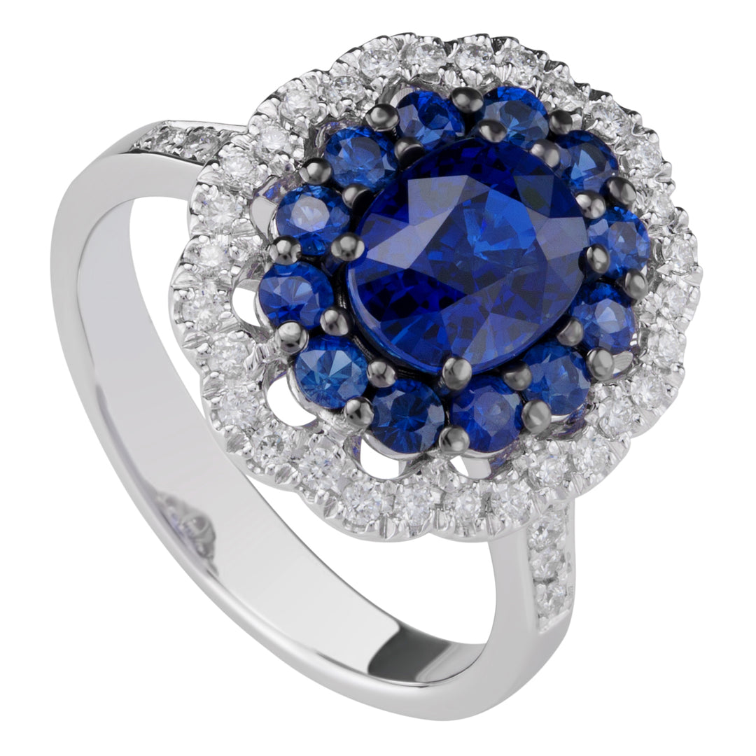 Anillo Golay zafiro ovalado 8x6 zafiro doble contorno+diam ACLC051ZBDI-21193110122