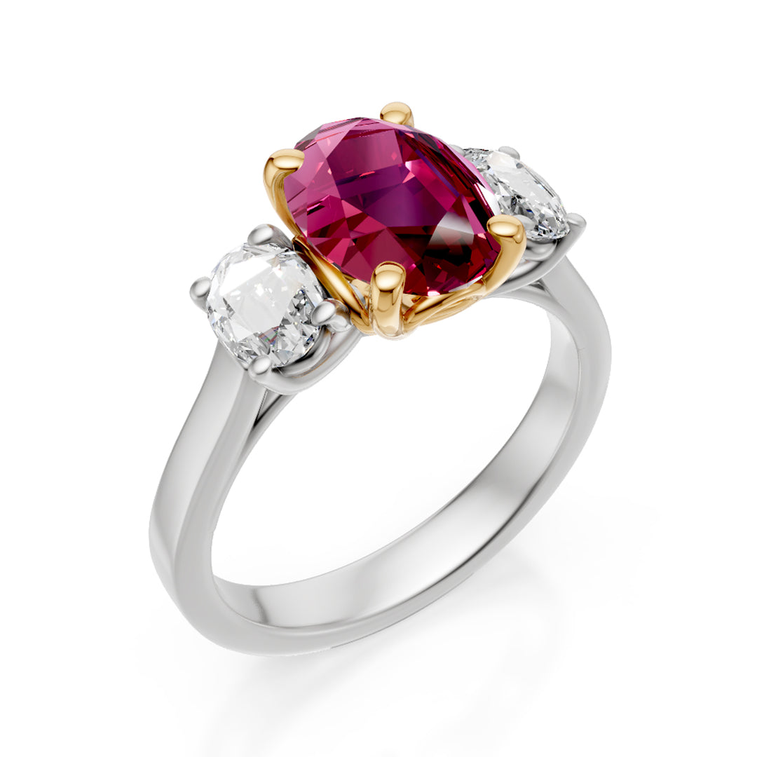 Golay oval ruby ring 9x7 and side ovals APU501DRU-24319110096