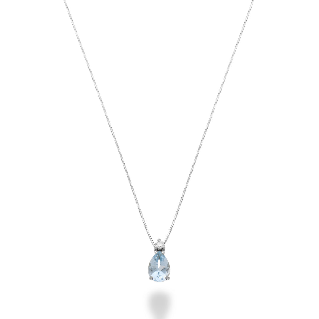 Nihama cl 9k aigue-marine goutte 6x4 avec diamant ND5191R4AM