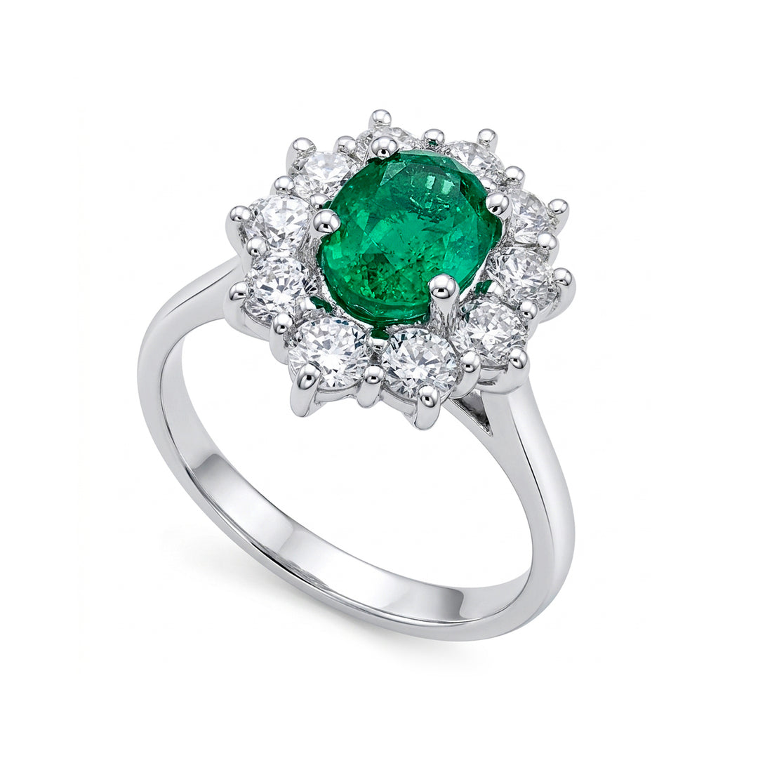 Golay oval emerald ring 8x6 contour 10 diamonds ACLC102DISM68-23080110031