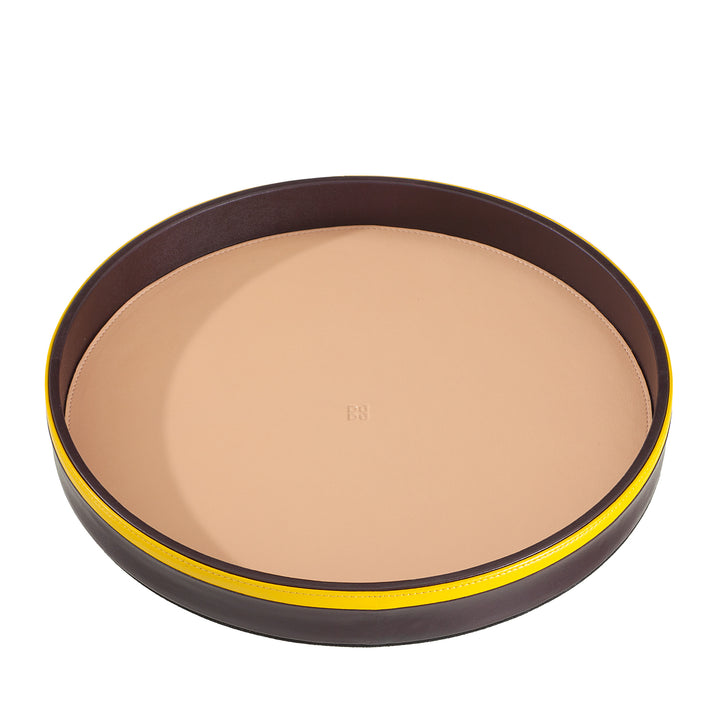 DUDU Bandeja redonda de cuero de 32 cm para servir, multicolor, almacenamiento para el hogar y la oficina, diseño refinado