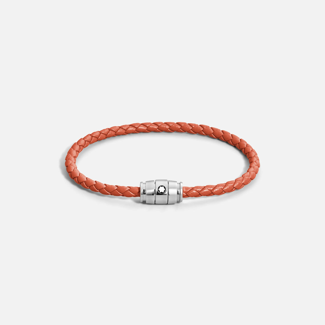 Brazalete Montblanc de acero con 3 anillos y cuero Meisterstück Cayenne talla S 13429160