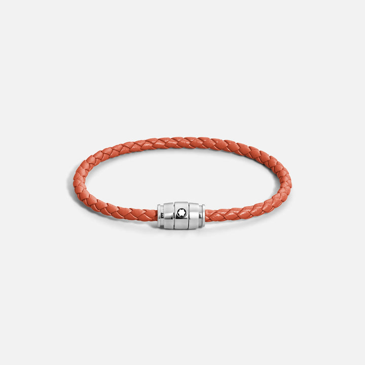 Brazalete Montblanc de acero con 3 anillos y cuero Meisterstück Cayenne talla S 13429160
