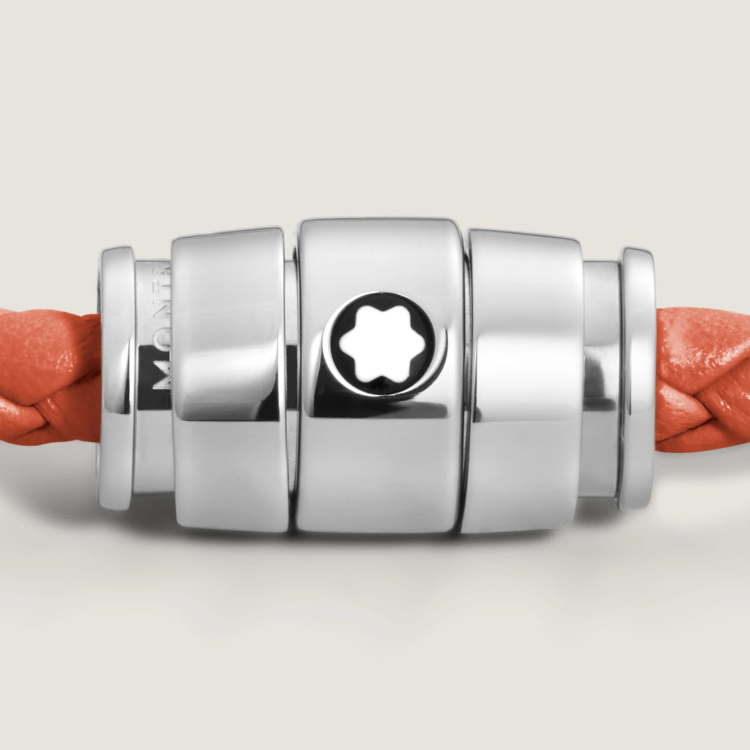 Brazalete Montblanc de acero con 3 anillos y cuero Meisterstück Cayenne talla S 13429160