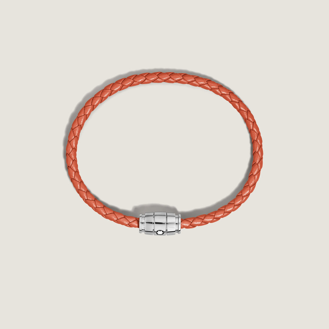 Brazalete Montblanc de acero con 3 anillos y cuero Meisterstück Cayenne talla S 13429160