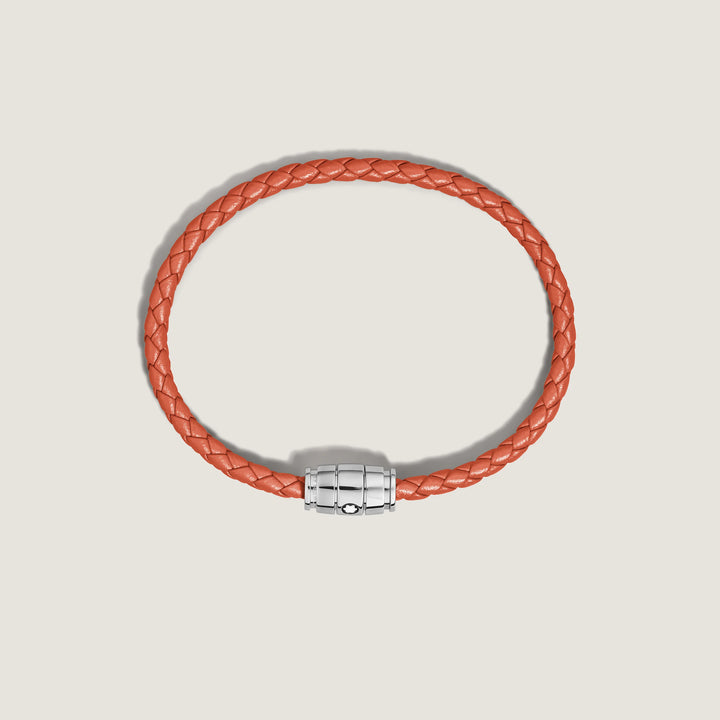 Brazalete Montblanc de acero con 3 anillos y cuero Meisterstück Cayenne talla S 13429160