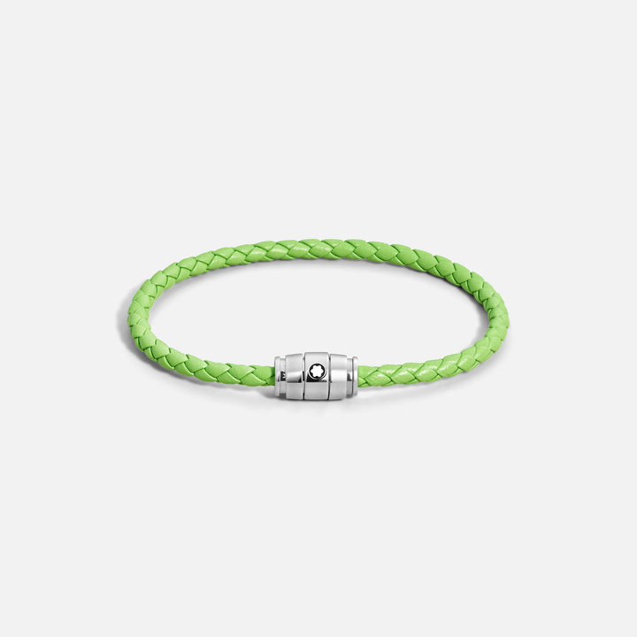 Montblanc 3-ring steel and Meisterstück Lime leather bracelet size M 13429263