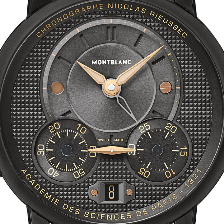 Montblanc Star Legacy Watch Nicolas Riussec Chronograph Limited Edition 500 stuks 43 mm Automatische grijze stalen afwerking Zwart DLC 130985