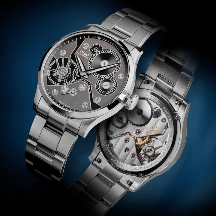 MIDO Multifor Mechanical Watch Limited Edition 999 Pieces 44 mm Anthracite lading handleiding staal M038.605.11.060.00