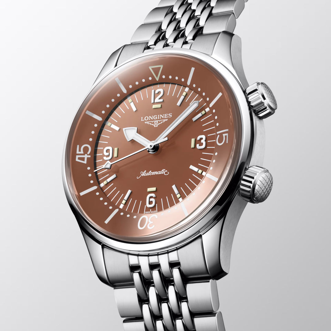 Longines Legend Div 39mm Uhr Automatische Terrakotta Stahl L3.764.4.4.96.6